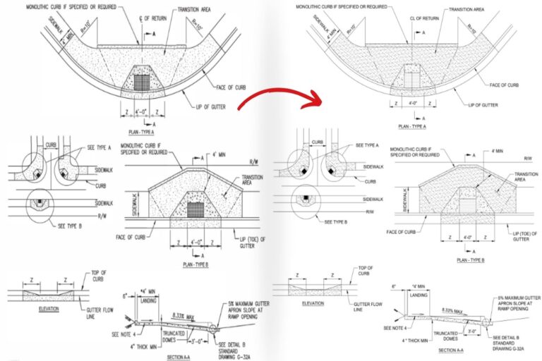Sidewalk Design Standards PDF into CAD Drawings