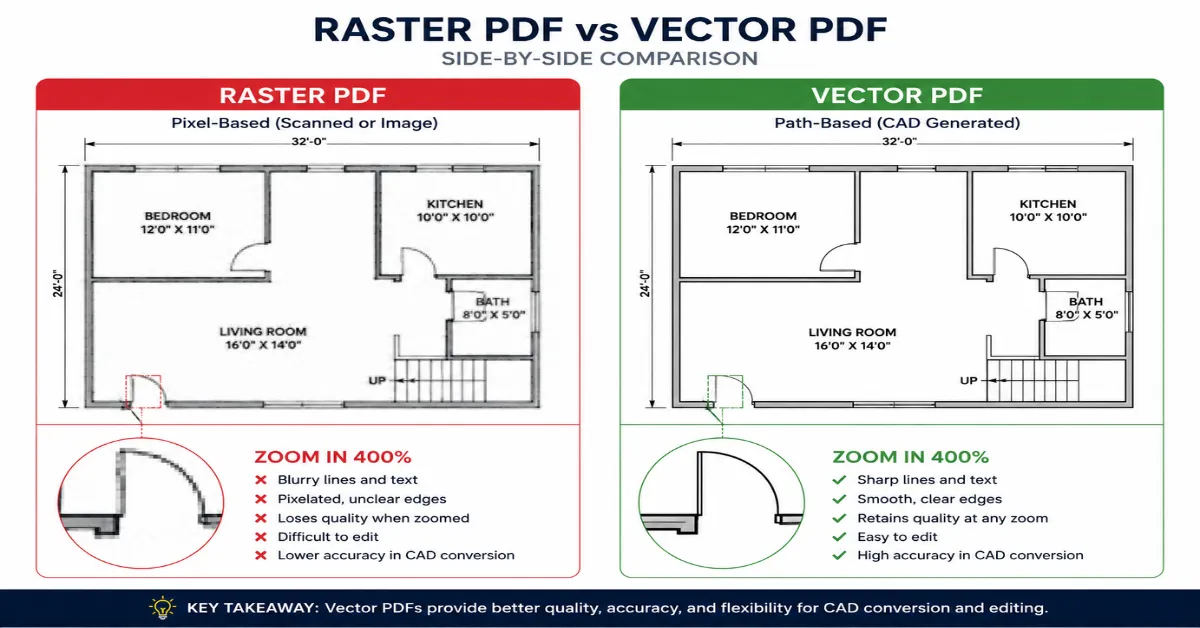 comparison between raster and vector PDF